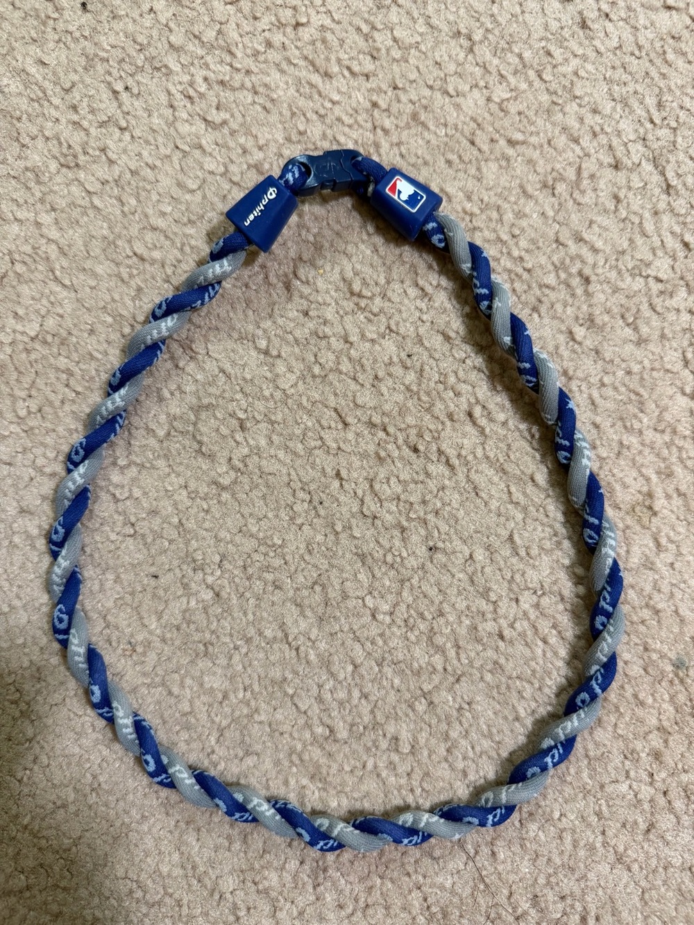 Phiten MLB Tornado Titanium Necklace Blue Gray 22” Baseball Vintage